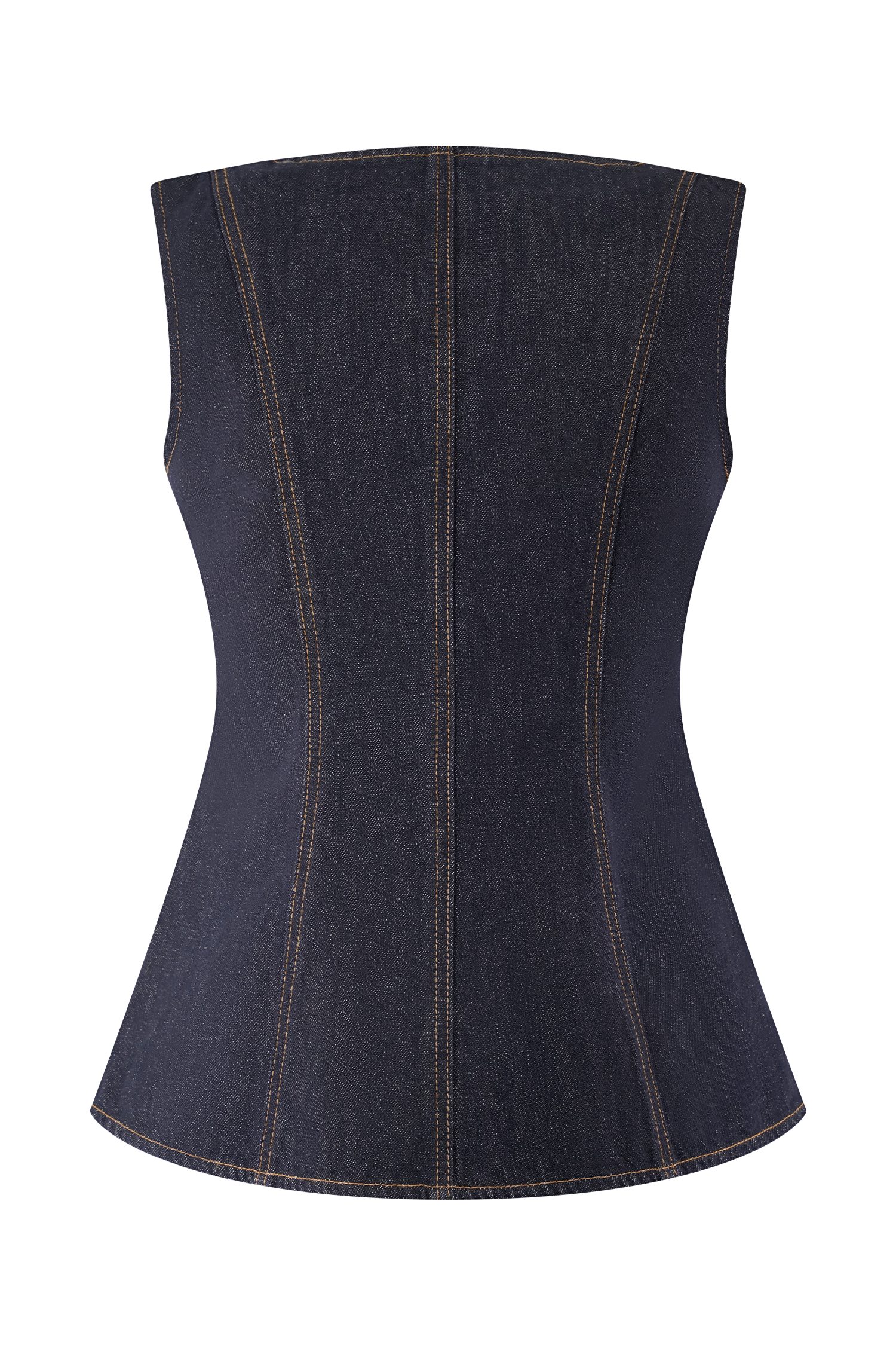 Neve Sleeveless Buttoned Denim Top - Washed Indigo Blue